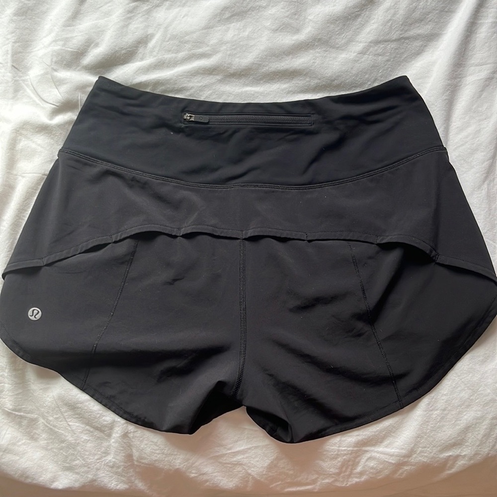 Lululemon black speed up shorts size 6 high rise